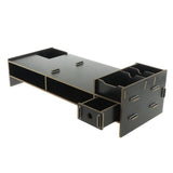 Max Wood Monitor Stand Drawers Computer Laptop Printer Riser Desk  black