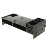 Max Wood Monitor Stand Drawers Computer Laptop Printer Riser Desk  black