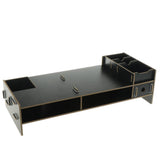 Max Wood Monitor Stand Drawers Computer Laptop Printer Riser Desk  black