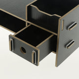 Max Wood Monitor Stand Drawers Computer Laptop Printer Riser Desk  black