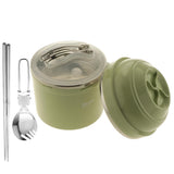 Max Stainless Steel Thermal Lunch Box Noodle Bowl with Spoon & Chopsticks Green
