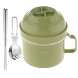 Max Stainless Steel Thermal Lunch Box Noodle Bowl with Spoon & Chopsticks Green