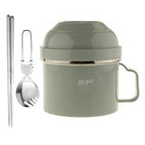 Max Stainless Steel Thermal Lunch Box Noodle Bowl with Spoon & Chopsticks Blue