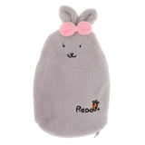 Max Cute PVC Hot Water Bottle Bag with Soft Plush Cover and Screw Top  Gray