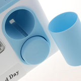 Max Toothbrush Holder Set Adhesive Toothpaste Dispenser Bathroom Organizer Blue