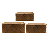 Max Seagrass Storage Baskets with Lid for Home and Bathroom Organization S