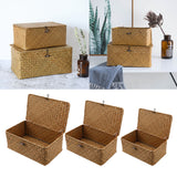 Max Seagrass Storage Baskets with Lid for Home and Bathroom Organization S