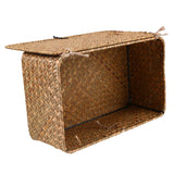 Max Seagrass Storage Baskets with Lid for Home and Bathroom Organization S