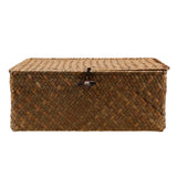 Max Seagrass Storage Baskets with Lid for Home and Bathroom Organization M