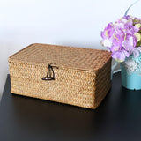 Max Seagrass Storage Baskets with Lid for Home and Bathroom Organization M