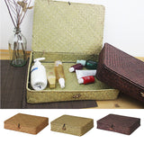 Max Storage Boxes Container Jewelry Cosmetic Lid Woven Seagrass Case yellow