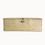 Max Seagrass Storage Basket with Lid for Home Bathroom Organization Nature Color