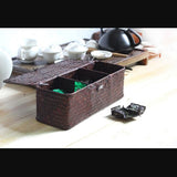 Max Seagrass Storage Basket with Lid for Home Bathroom Organization Dark Coffee