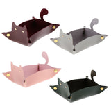 Max Cartoon Cat Key Storage Tray Change Organizer PU Leather Catchall Wine Red