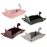 Max Cartoon Cat Key Storage Tray Change Organizer PU Leather Catchall Wine Red