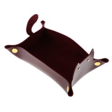 Max Cartoon Cat Key Storage Tray Change Organizer PU Leather Catchall Wine Red