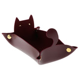 Max Cartoon Cat Key Storage Tray Change Organizer PU Leather Catchall Wine Red