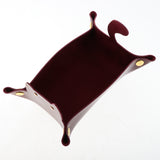 Max Cartoon Cat Key Storage Tray Change Organizer PU Leather Catchall Wine Red