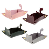 Max Cartoon Cat Key Storage Tray Change Organizer PU Leather Catchall Wine Red