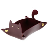 Max Cartoon Cat Key Storage Tray Change Organizer PU Leather Catchall Wine Red