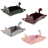 Max Cartoon Cat Key Storage Tray Change Organizer PU Leather Catchall Wine Red