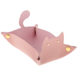 Max Cartoon Cat Key Storage Tray Change Organizer PU Leather Catchall Pink
