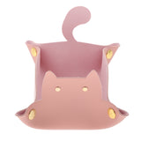 Max Cartoon Cat Key Storage Tray Change Organizer PU Leather Catchall Pink