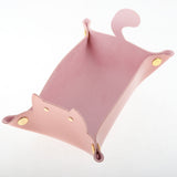 Max Cartoon Cat Key Storage Tray Change Organizer PU Leather Catchall Pink