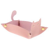 Max Cartoon Cat Key Storage Tray Change Organizer PU Leather Catchall Pink