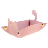 Max Cartoon Cat Key Storage Tray Change Organizer PU Leather Catchall Pink