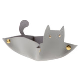 Max Cartoon Cat Key Storage Tray Change Organizer PU Leather Catchall Gray