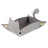 Max Cartoon Cat Key Storage Tray Change Organizer PU Leather Catchall Gray