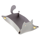 Max Cartoon Cat Key Storage Tray Change Organizer PU Leather Catchall Gray