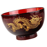 Maxbell  Wooden bowl soup rice Noodles Salad bowls Kids lunch box kitchen dragon