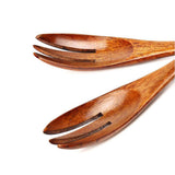 Max Wooden Serving Fork Cake Dessert Fruit Salad Ice Cream Fork Brown Kinking