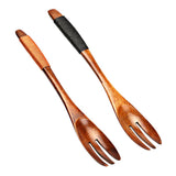 Max Wooden Serving Fork Cake Dessert Fruit Salad Ice Cream Fork Brown Kinking