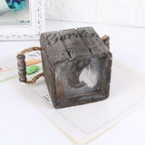 Maxbell Vintage Wood Bucket Shabby Chic Flower Pots Garden Planter Pot Square Brown - Aladdin Shoppers