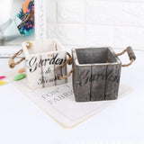 Maxbell Vintage Wood Bucket Shabby Chic Flower Pots Garden Planter Pot Square Brown - Aladdin Shoppers