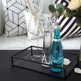 Max Desktop Geometric Line Storage Tray Cake Dessert Fruit Plate Black 30x20x5cm