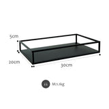 Max Desktop Geometric Line Storage Tray Cake Dessert Fruit Plate Black 30x20x5cm