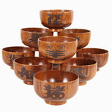 Maxbell  Wooden Salad Bowl/Rice Miso Soup Bowl/Rice Bowl/Decorative Bowl Loong