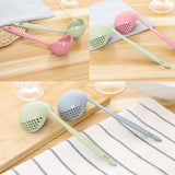 Max 2 In 1 Wheat Straw Soup Spoon With Filter Long Handle Colander Skimmer Green