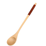 Max Creative Wooden Spoons Long Handled Soup Dessert Tea Spoon Brown Kinking A