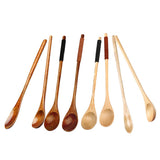 Max Creative Wooden Spoons Long Handled Soup Dessert Tea Spoon Brown Kinking A