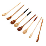 Max Creative Wooden Spoons Long Handled Soup Dessert Tea Spoon Brown Kinking A