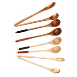Max Creative Wooden Spoons Long Handled Soup Dessert Tea Spoon Brown Kinking A