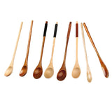Max Creative Wooden Spoons Long Handled Soup Dessert Tea Spoon Brown Kinking A