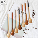 Max Creative Wooden Spoons Long Handled Soup Dessert Tea Spoon Brown Kinking A
