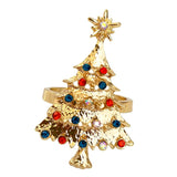 Maxbell  Napkin Serviette Ring Holder Wedding Party Table Decor Christmas Tree Gold