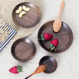 Max Round Wooden Serving Tray Dish Plate Fruit Snacks Cake Storage Trays 5 inch